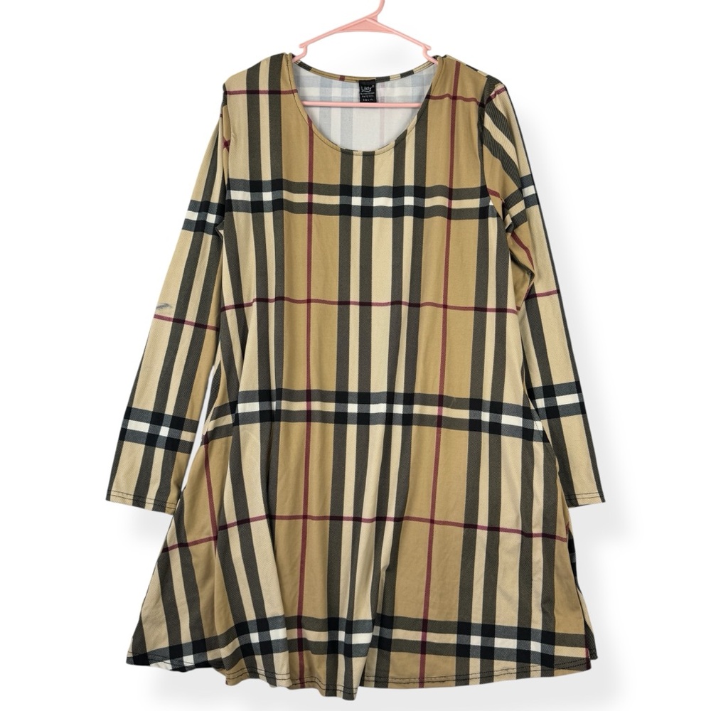 Lildy Long Sleeve‎ Printed Pocket Swing Tunic Dress Womens L-XL See Condition